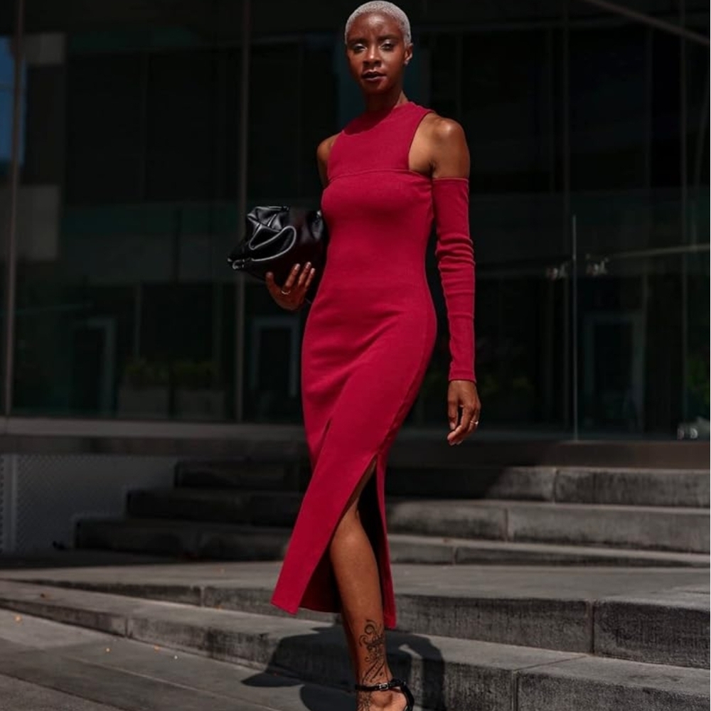 NWT The Drop x @SignedBlake Rhubarb Cutout Shoulder Dress | Size Small